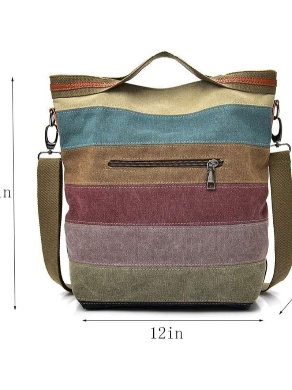 Women's Canvas Hobo Handbag, Multi-Color Tote Crossbody Bag - Picture 5 of 9